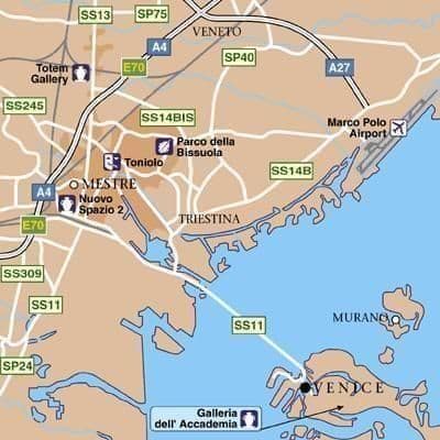 Mapa dos aeroportos de Veneza