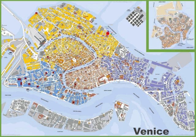 Mapa da cidade de Veneza