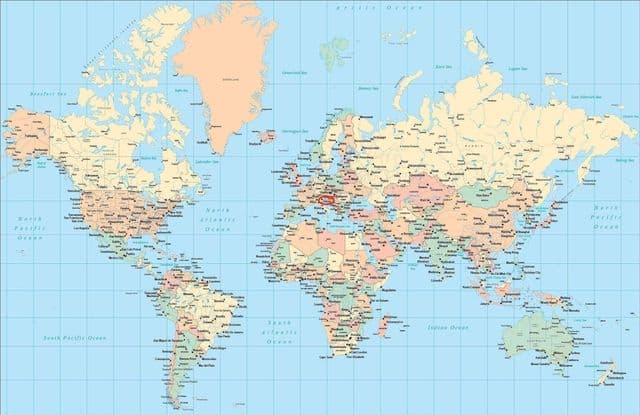 Localização de Veneza no mapa do mundo