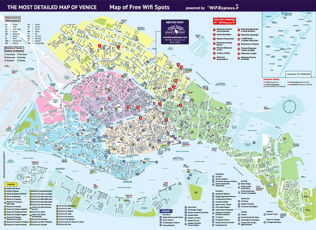 Mapa das paisagens de Veneza