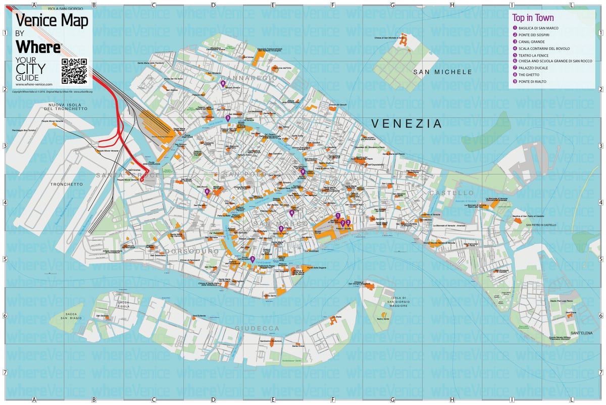 Mapa turístico de Veneza